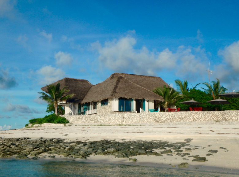 The beautiful Anantara Medjumbe Island Resort, from the water.