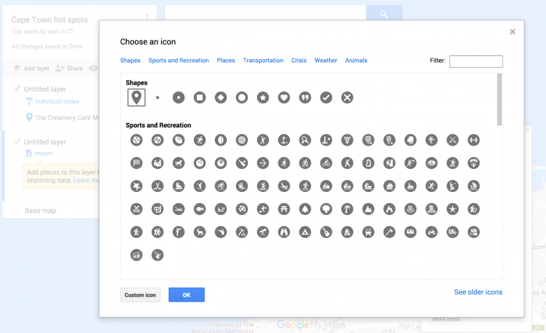 choosing an icon google maps