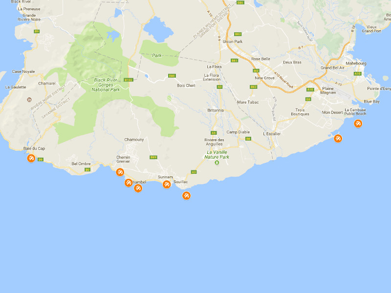 Mauritius Beaches South Map New