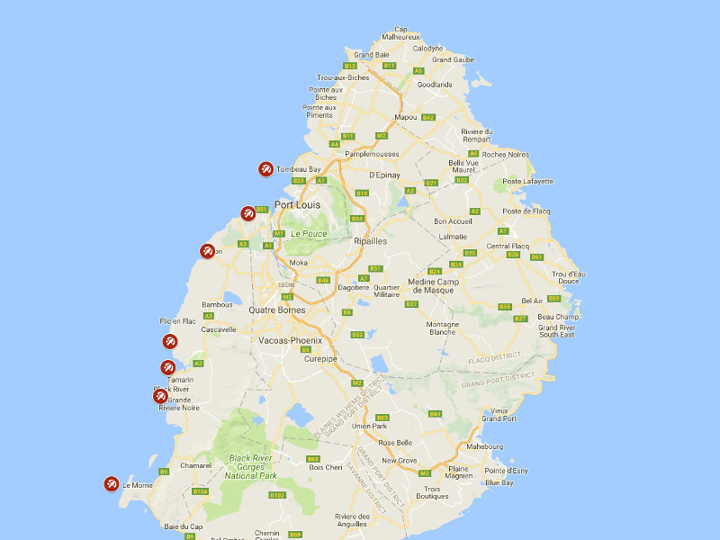 Mauritius Beaches West Map New