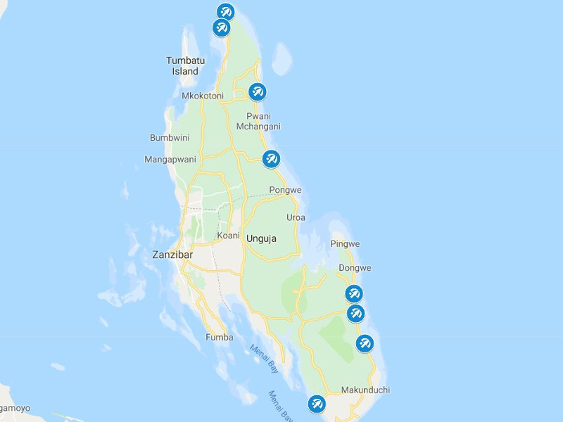 zanzibar beaches map