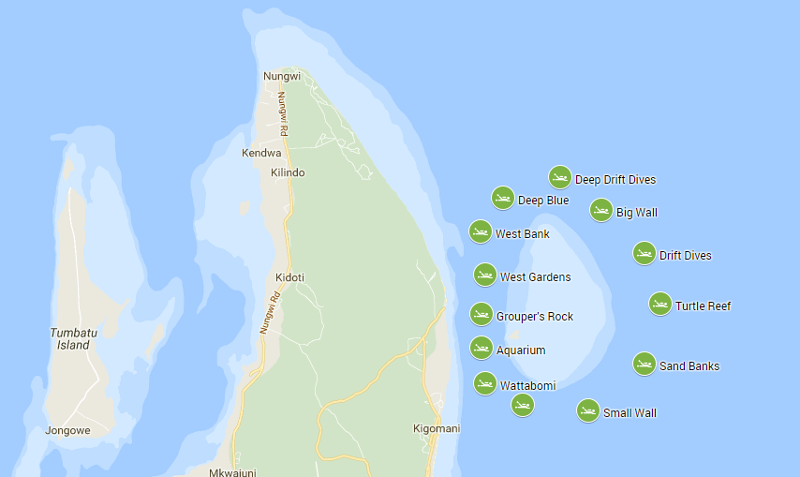 mnemba island dive sites map