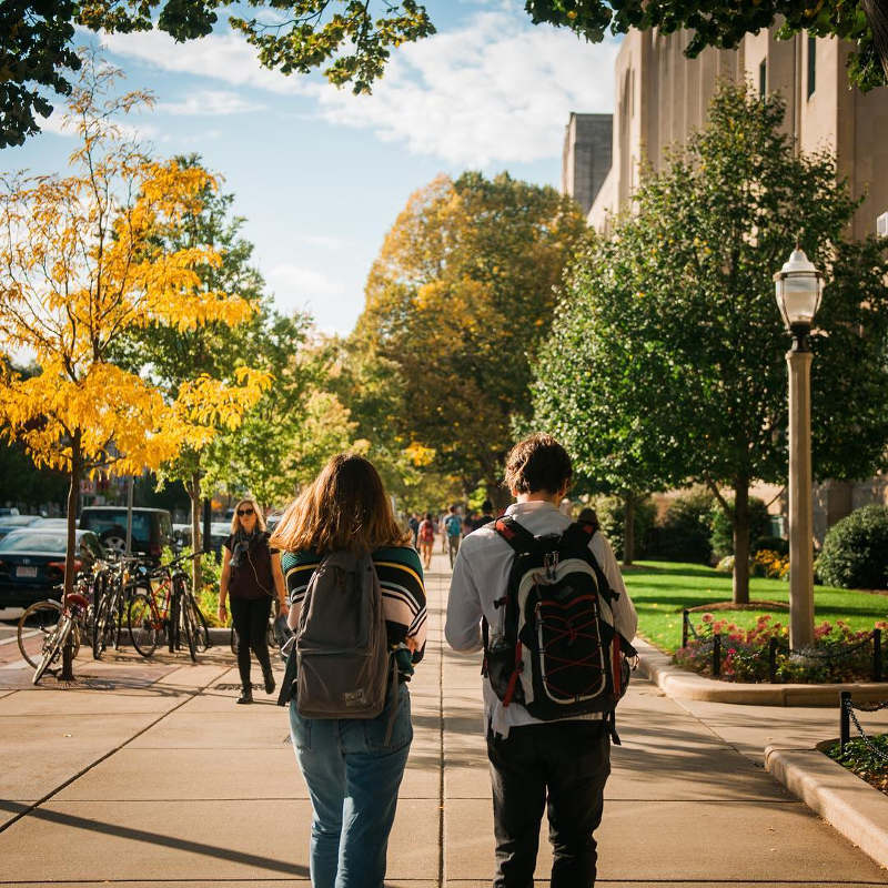 students on university campus