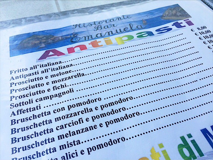 Italian Menu 