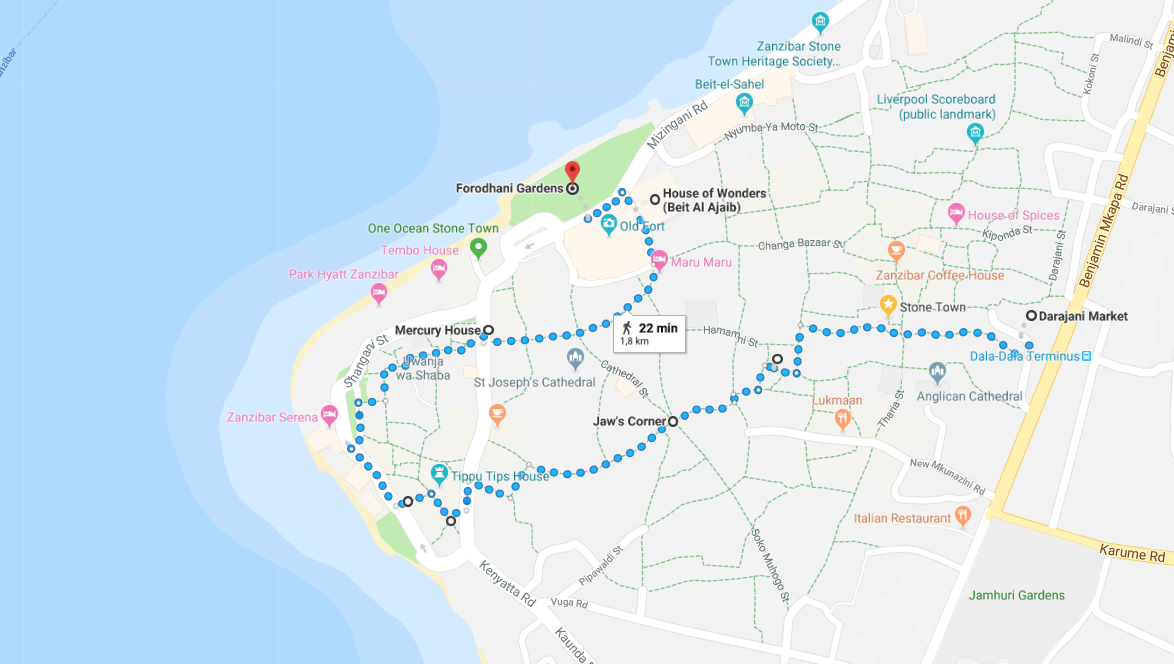 Stone Town Walking Tour Map