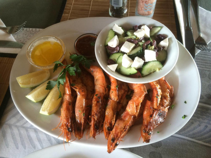 Prawns at Salina's Beach Restaurant Explore the Garden Route