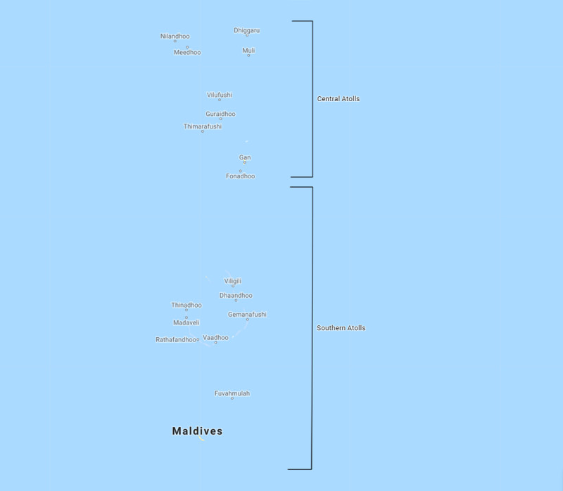 Central and Southern Atolls of the Maldives