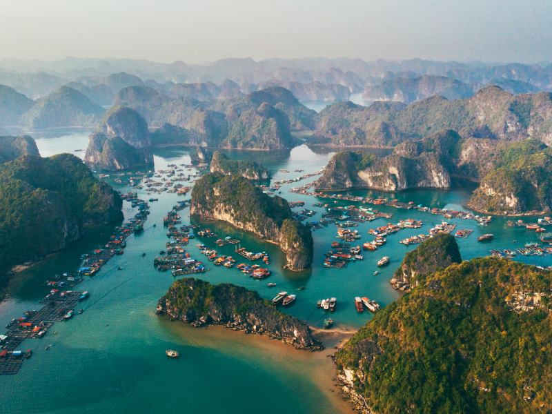 Aerial view of Halong Bay in Vietnam