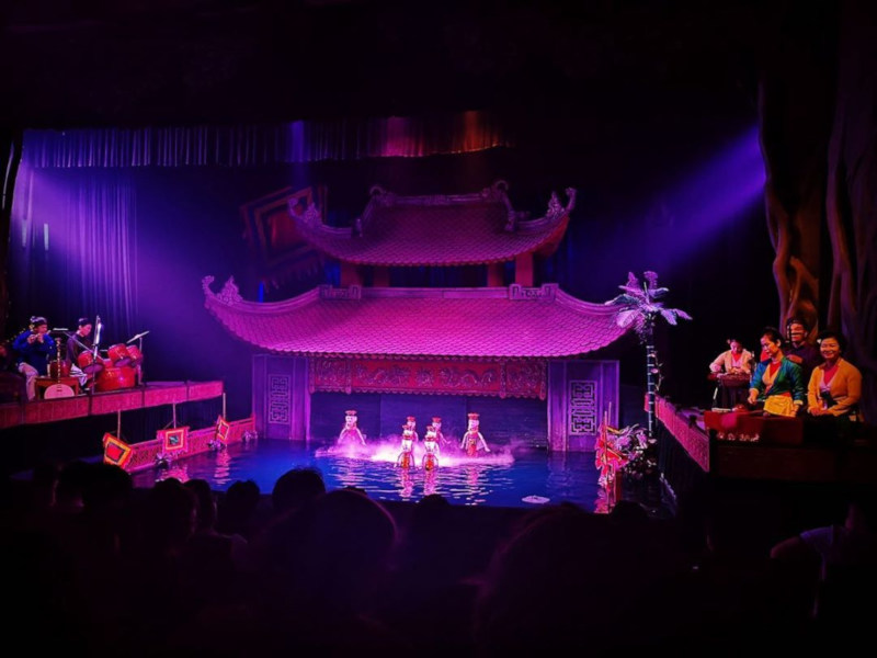 A puppet show at Thang Long Water Puppet Theatre in Hanoi - one of the top things to do in Hanoi