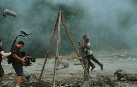 Movie scene with camera crew and actors. This is about 10 movies filmed in South Africa
