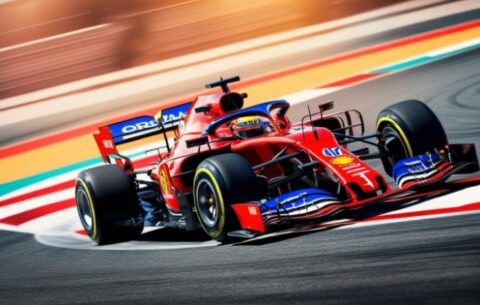 Formula 1 vehicle driving super fast on a race track. F1 in South Africa 2027