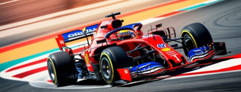 Formula 1 vehicle driving super fast on a race track. F1 in South Africa 2027