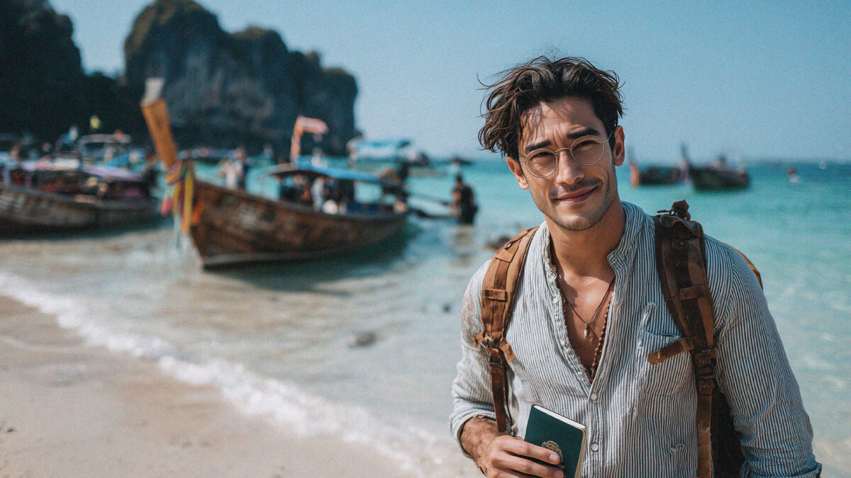 Man in Phuket holding a Passport