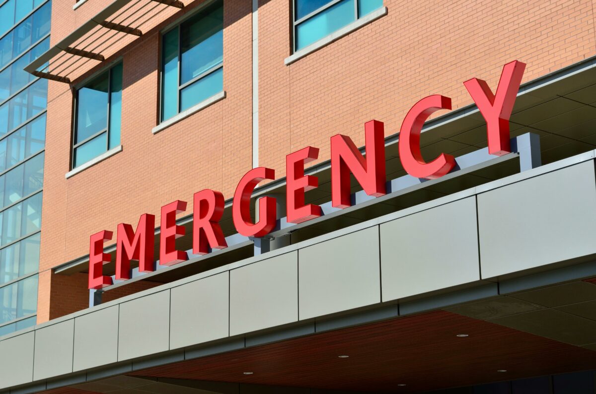 Emergency sign in a Hospital's emergency room division. Emergencies happen abroad too.