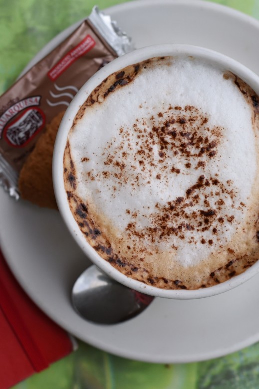 3. Soup-bowl sized cappuccino for desert at The Brass Monkey in Howth, Ireland