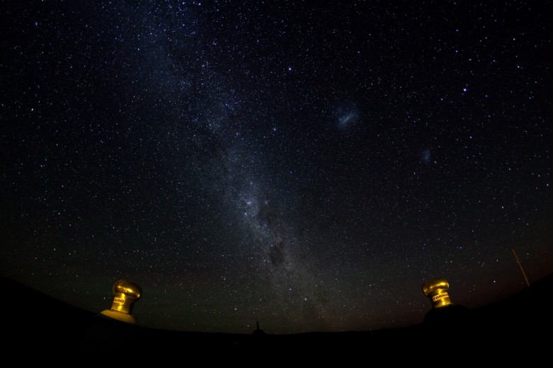 The Milky Way and the Magellanic Clouds visible with the naked eye in the Karoo SALT in Sutherland