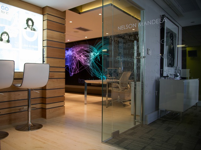 Travelstart's Core Another angle of reception and the Madiba Room to the right. Travelstart's Core Values are visible to the left.