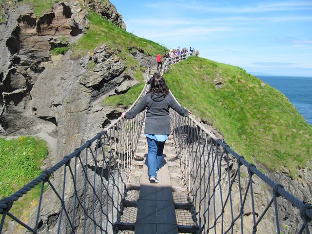 Carrick-a-Rede Rope Bridge Walking across the suspension bridge at Carrick-a-Rede.