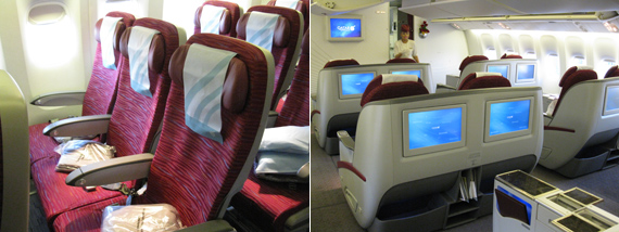 QR Economy vs Business Qatar Airways Cabin