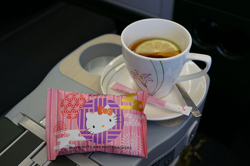 Hello Kitty stuff on Eva Air