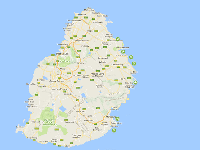 Mauritius Beaches East Map New