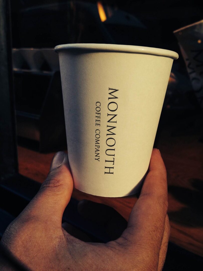Monmouth Coffee London A paper cuppa from the fresh brews at Monmouth Coffee Company in London.