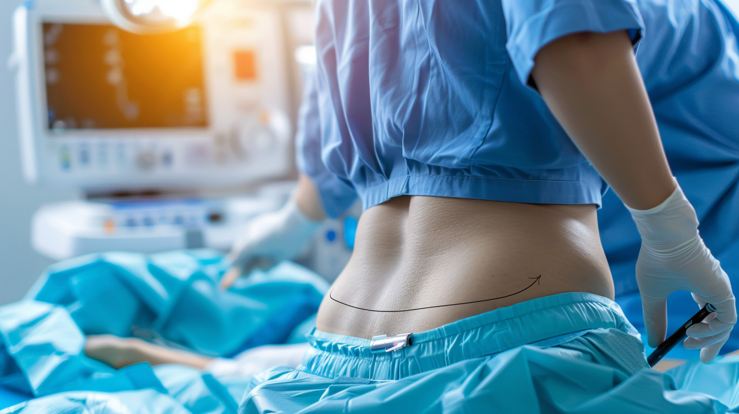 Woman with pre-surgery markings in preparation for her BBL (brazilian butt lift) in the top countries for plastic surgery in the Americas.