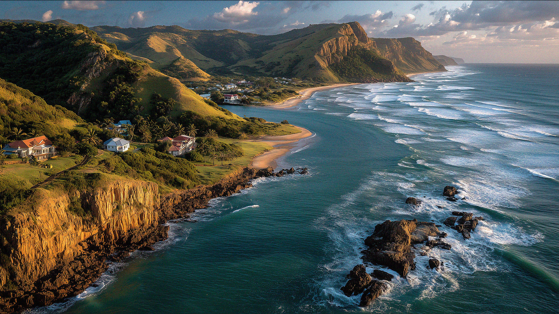 The shoreline in Port St John's, one of the warmest places in South Africa, during winter