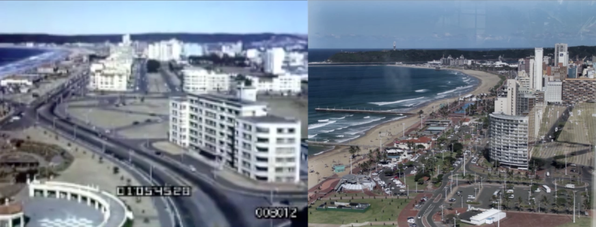 Durban Beachfront Comparing the Durban beachfront over 60 years.