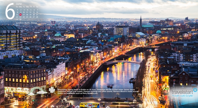 Download me! Download your free June 2014 wallpaper calendar featuring Dublin, Irlenad.