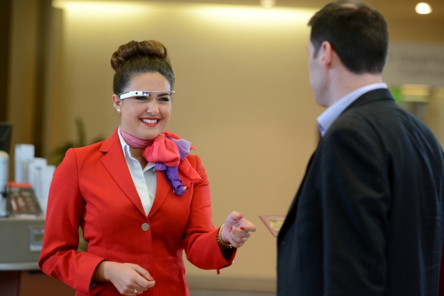 Virgin Atlantic Google Glass In 2014 Virgin Atlantic's concierge staff is using Google Glass technology to personalise customer service.
