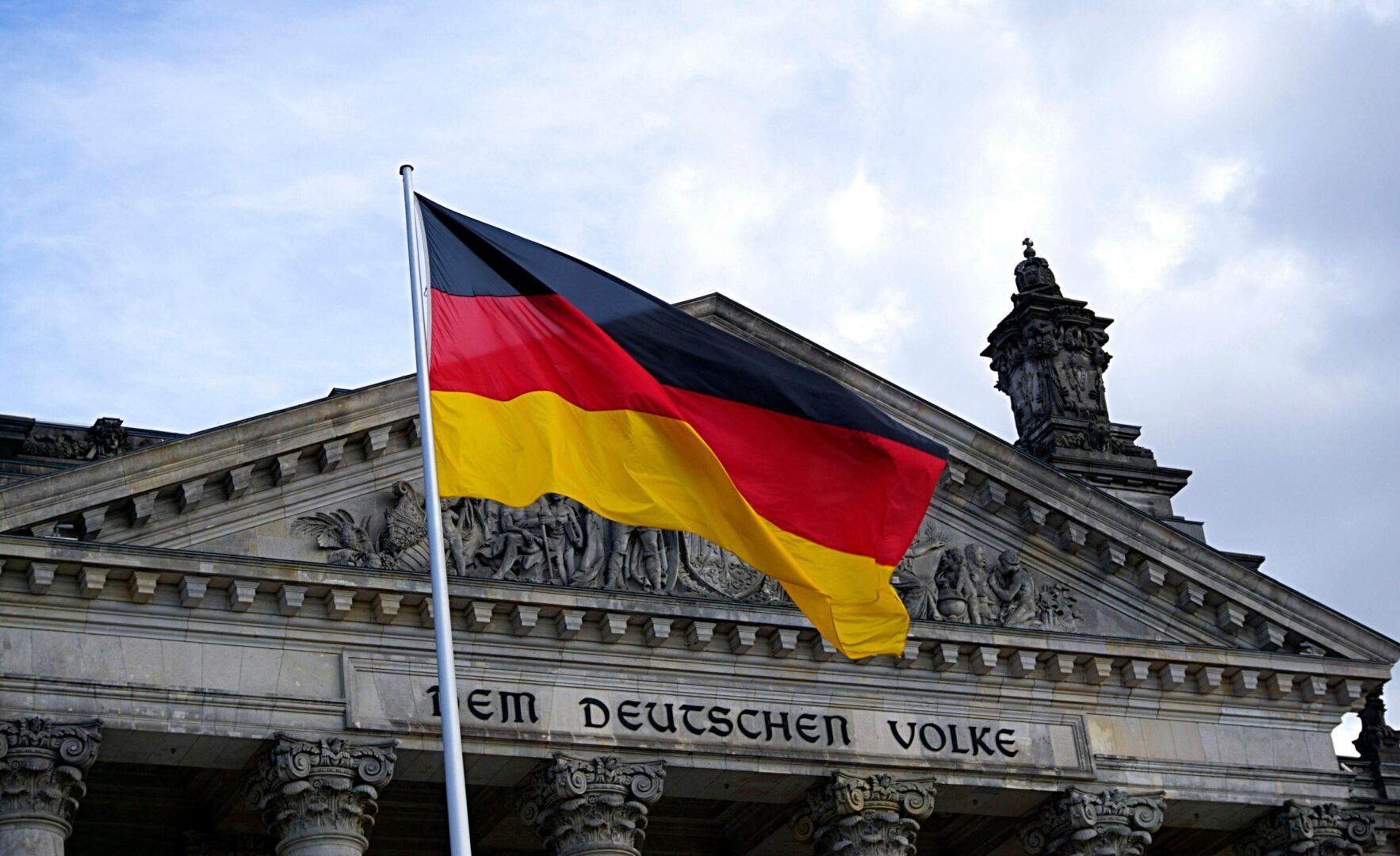 The German flag waving.
