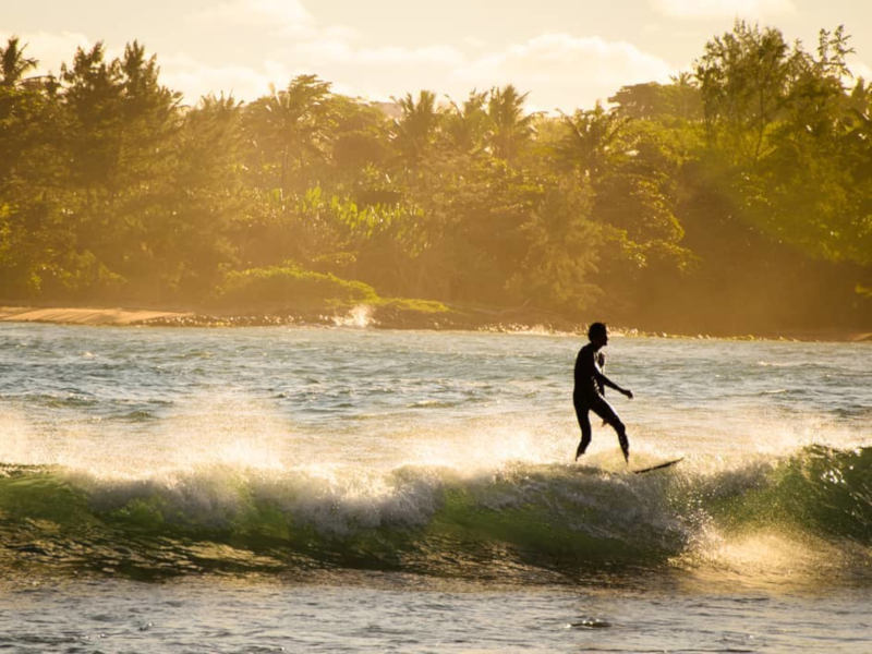 Surfing at Rivière des Galets Mauritius Surf