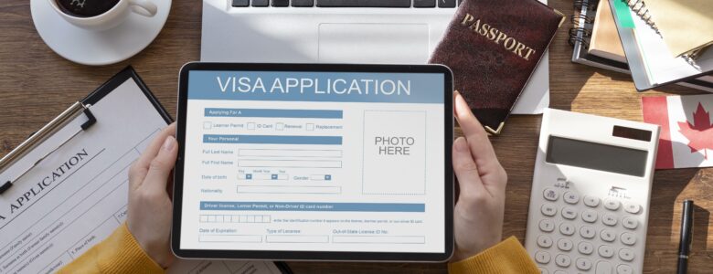 eVisa application on a tablet