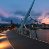 Derry Peace Bridge At Sunset