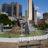 Lagos Historic Lagos Island Nigeria with traditional buildings and busy streets