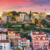 Lisbon São Jorge Castle Lisbon Portugal medieval battlements with panoramic city views