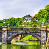 Tokyo Imperial Palace Tokyo Japan with stone bridge moat and lush gardens