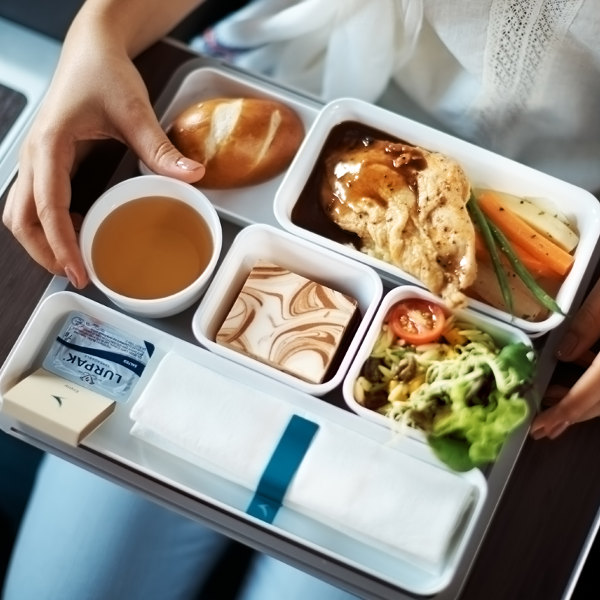 Cathay Pacific Luxury premium economy meal