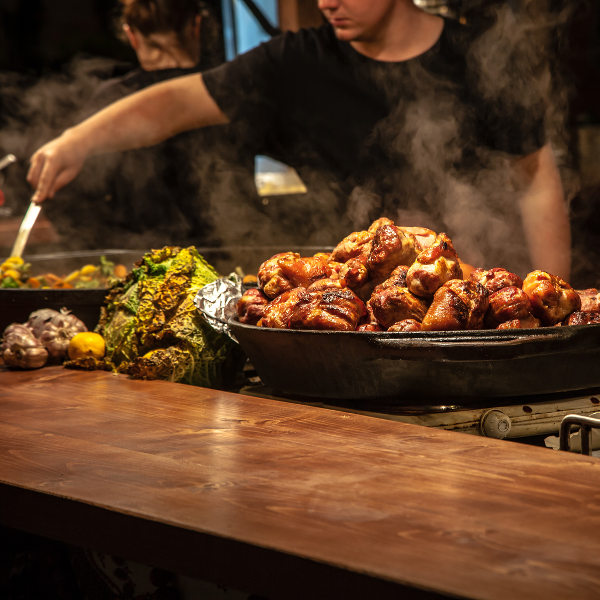East Midlands meat on black wok