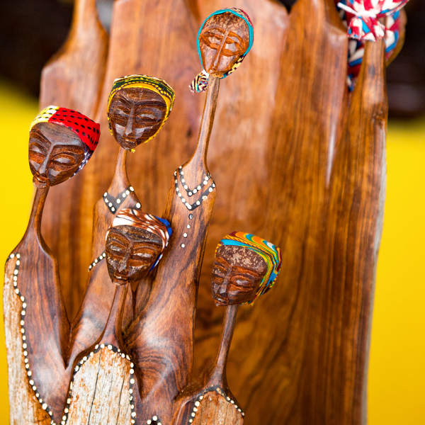 Entebbe African Craft Of A Group Of Wooden Women