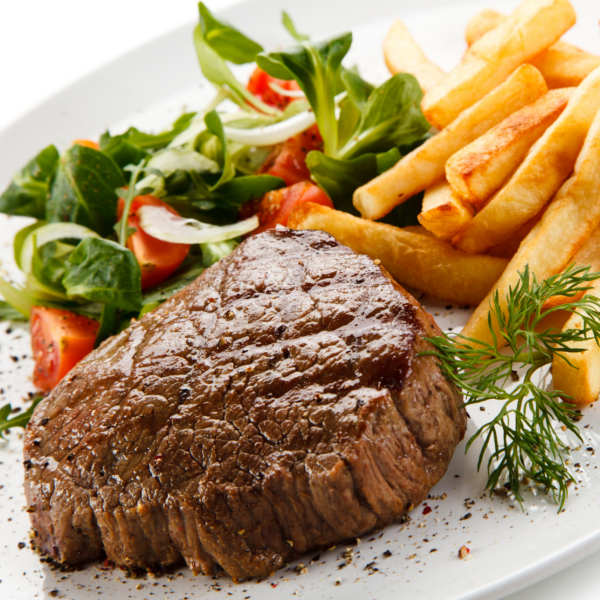 Gothenburg Grilled Steak, French Fries And Vegetables