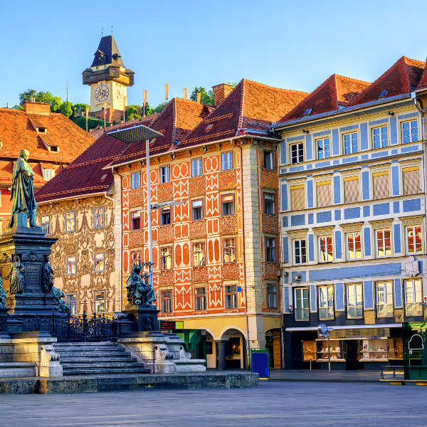 Graz graz restaurants along hauptplatz square