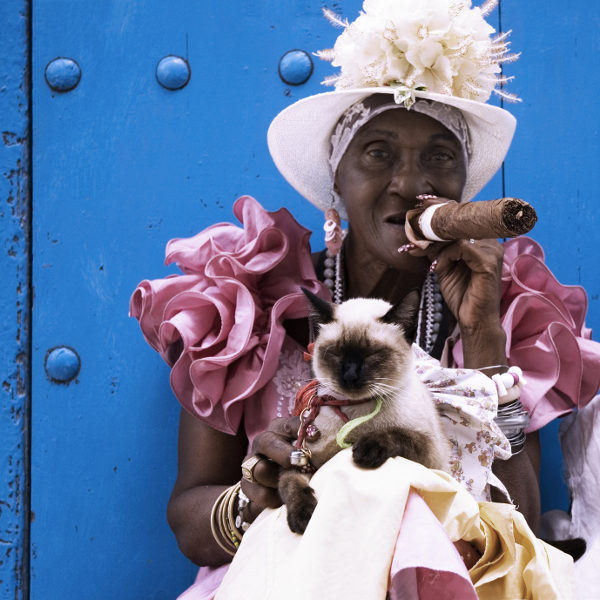 Havana cuban lady smoking cigar