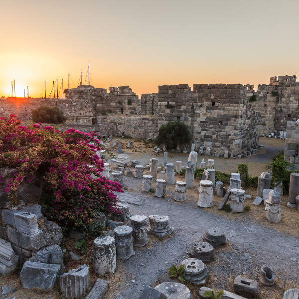 Kos castles at sunset