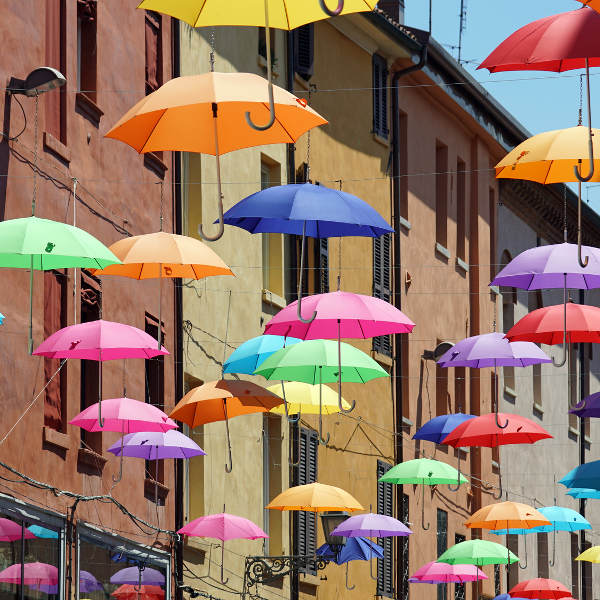 Kosice colourful umbrellas in the street
