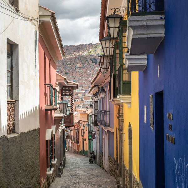 La Paz colourful houses in street