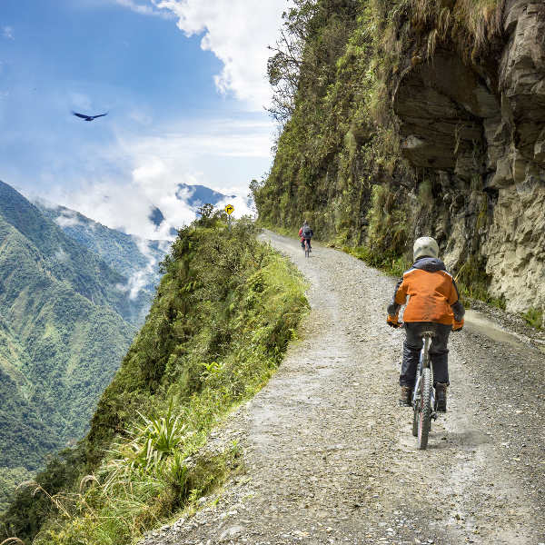 La Paz mountain road cyclist