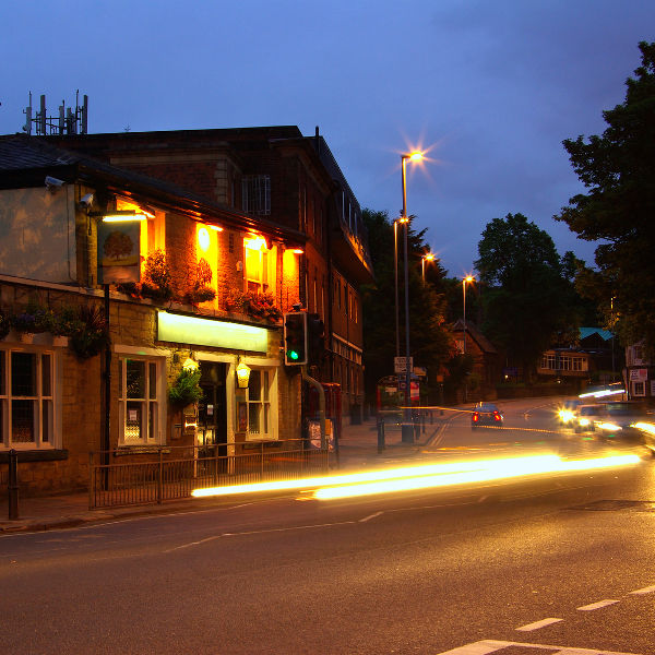 Leeds evening view of restaurant pub