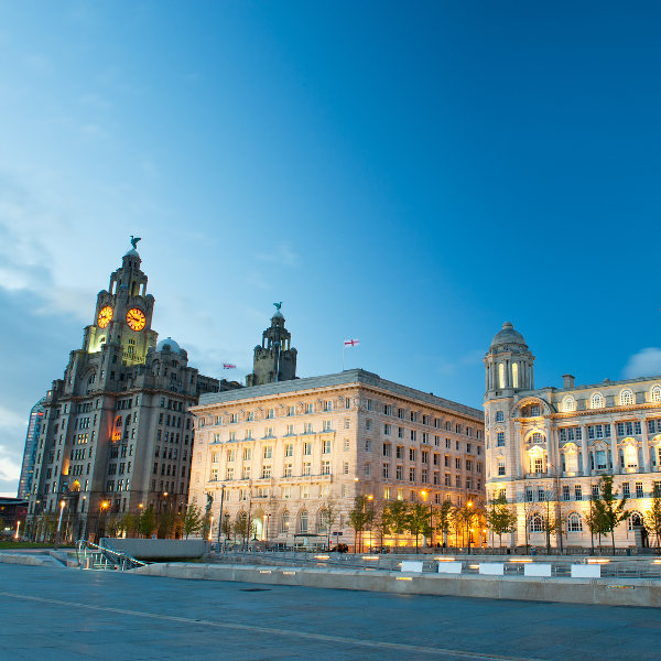 Liverpool the three graces on pier